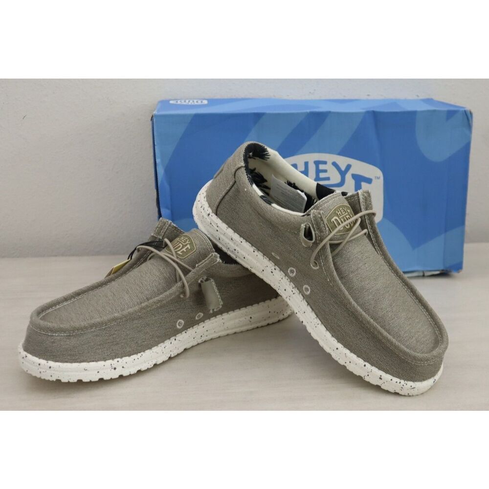 Hey Dude Women's Sz 10 Men's Sz 8 Beige Wally Stretch Canvas Slip-On Shoes
